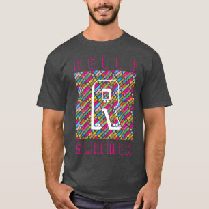 Pop Art i Monogram Rainbow Diagonal Linjer Mönster T Shirt