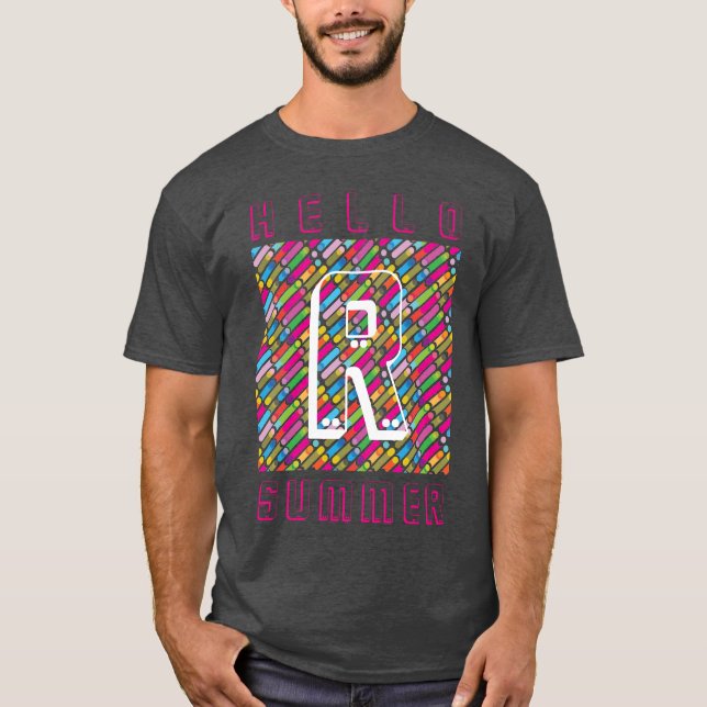 Pop Art i Monogram Rainbow Diagonal Linjer Mönster T Shirt (Framsida)