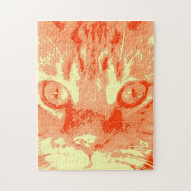 Pop Art i orange Tabby katt Pussel (Vertikal)