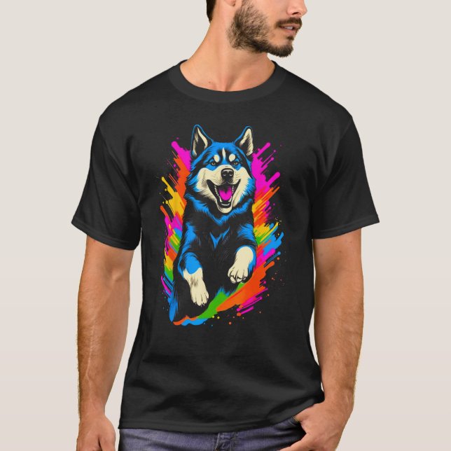 Pop Art i siberian husky Hund T Shirt (Framsida)