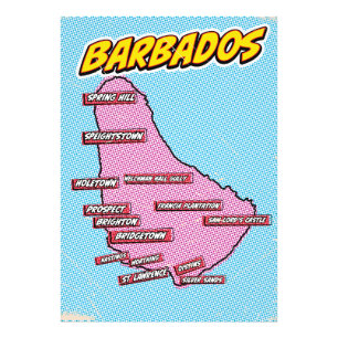 Pop Art Illustrated Barbados karta Fototryck