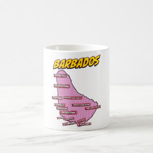 Pop Art Illustrated Barbados karta Kaffemugg