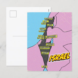Pop Art Illustrated Israel karta Helg Vykort