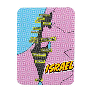 Pop Art Illustrated Israel karta Magnet