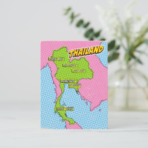 Pop Art Illustrated Thailand karta Vykort