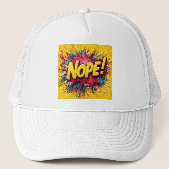 Pop Art Illustration with Bold Yellow 'NOPE Keps (Framsida)