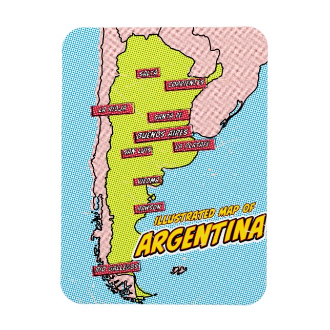 Pop Art Illustrerad Argentina  Magnet (Vertikal)