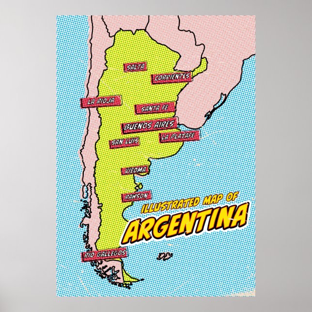 Pop Art Illustrerad Argentina  Poster (Framsidan)