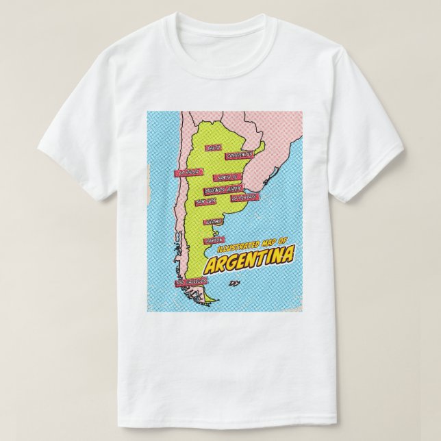 Pop Art Illustrerad Argentina  T Shirt (Design framsida)