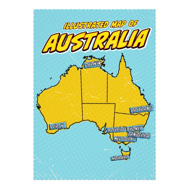Pop Art Illustrerad Australien  Fototryck (Framsidan)