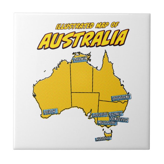 Pop Art Illustrerad Australien  Kakelplatta (Framsidan)