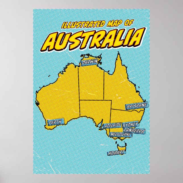 Pop Art Illustrerad Australien  Poster (Framsidan)