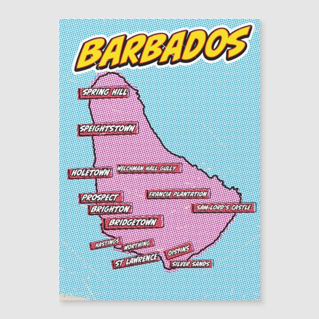 Pop Art Illustrerad Barbados karta (Framsida)