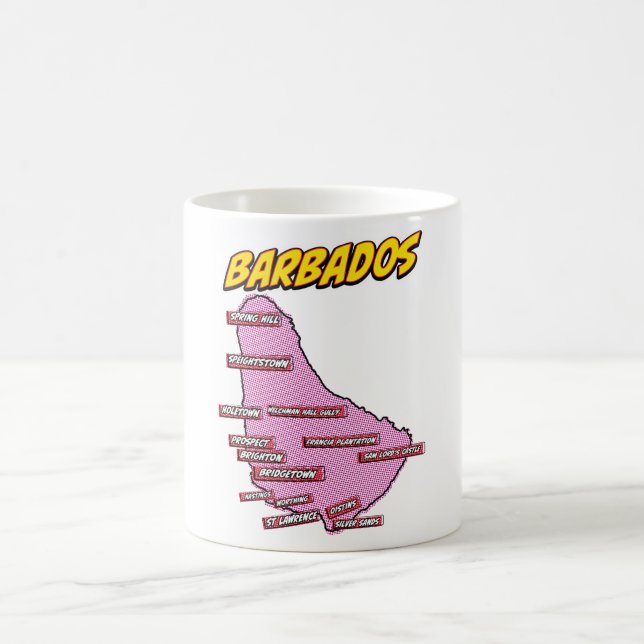Pop Art Illustrerad Barbados karta Kaffemugg (Center)