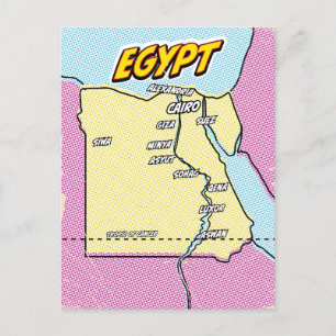 Pop Art Illustrerad Egypten karta Helg Vykort