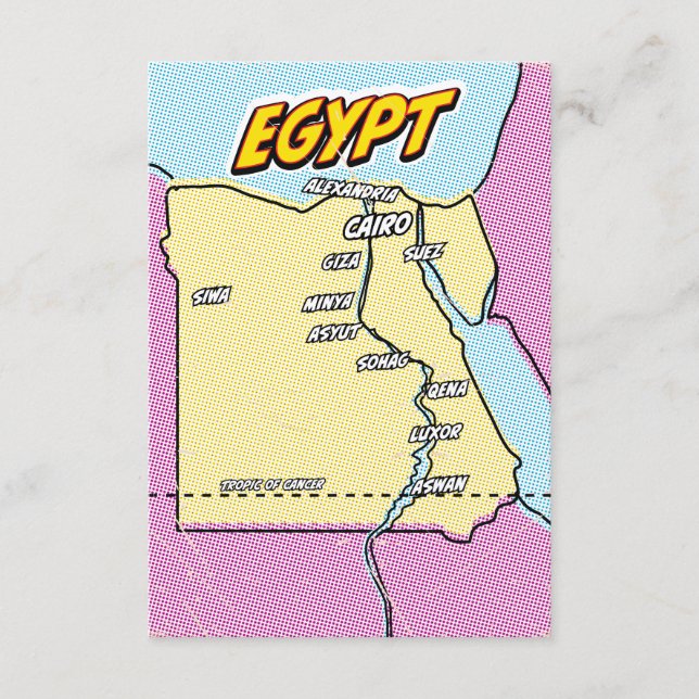 Pop Art Illustrerad Egypten karta Tilläggskort (Framsida)