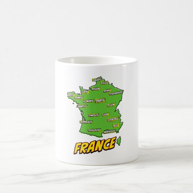 Pop Art Illustrerad Frankrike karta Kaffemugg (Center)