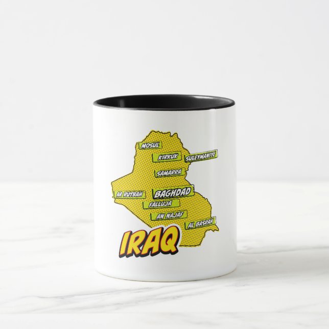 Pop Art Illustrerad Irak karta Mugg (Center)