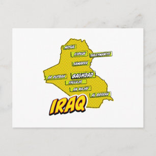 Pop Art Illustrerad Irak karta Vykort