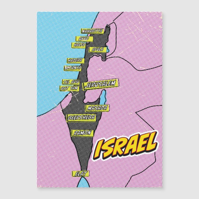 Pop Art Illustrerad Israel karta (Framsida)