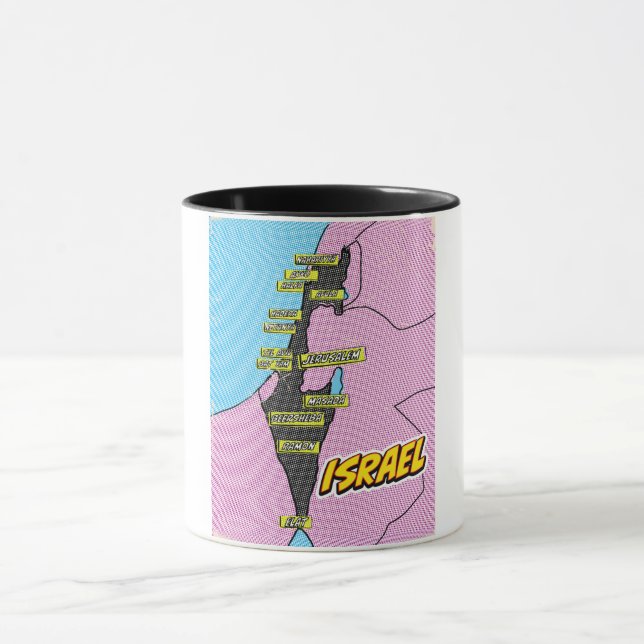 Pop Art Illustrerad Israel karta Mugg (Center)