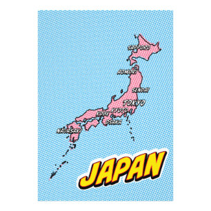 Pop Art Illustrerad Japankarta Fototryck