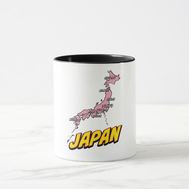 Pop Art Illustrerad Japankarta Mugg (Center)