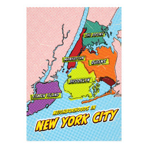 Pop Art Illustrerad New York City-karta Fototryck