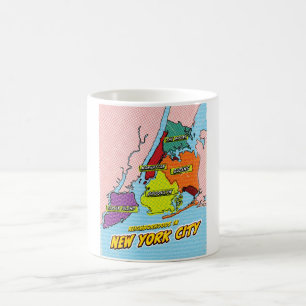 Pop Art Illustrerad New York City-karta Kaffemugg