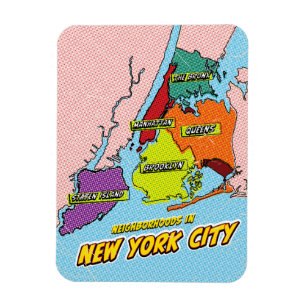 Pop Art Illustrerad New York City-karta Magnet