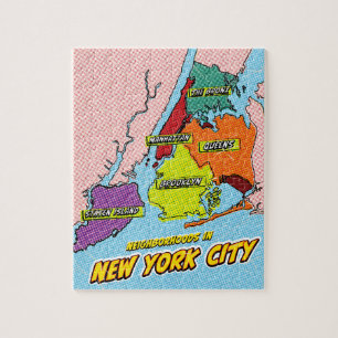 Pop Art Illustrerad New York City-karta Pussel