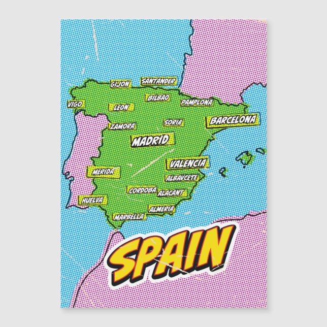 Pop Art Illustrerad Spanien karta (Framsida)