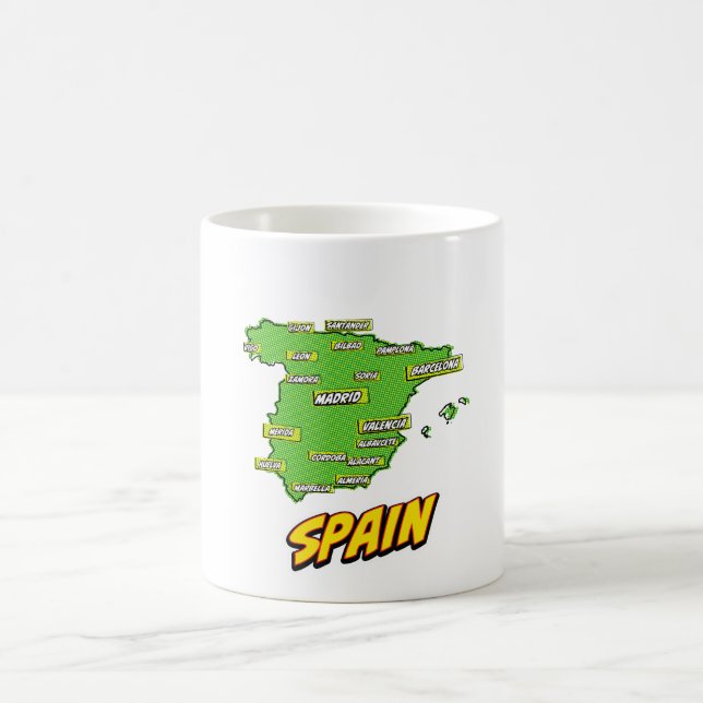 Pop Art Illustrerad Spanien karta Kaffemugg (Center)