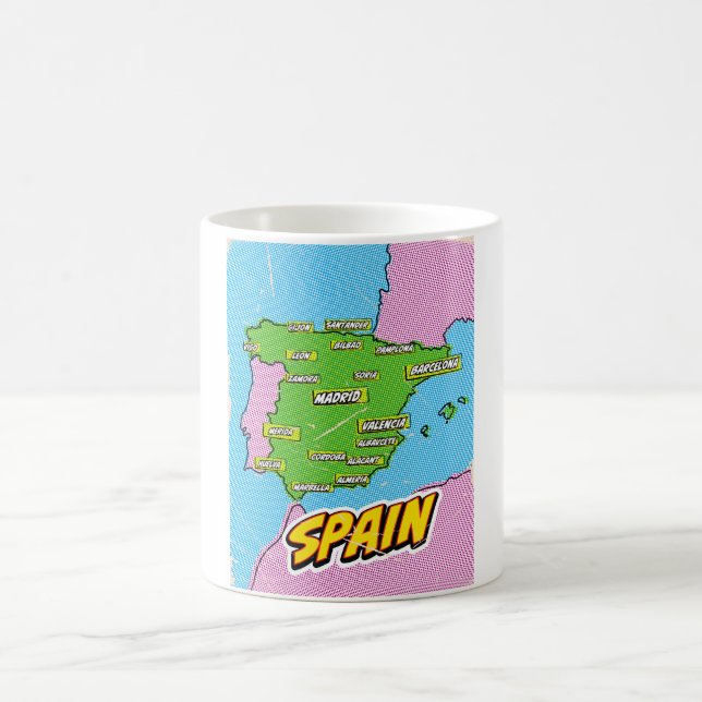 Pop Art Illustrerad Spanien karta Kaffemugg (Center)