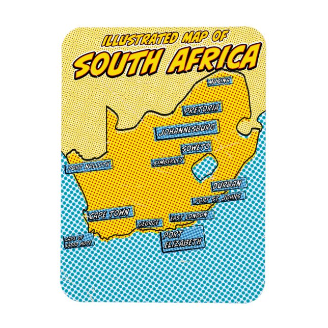 Pop Art Illustrerad Sydafrika  Magnet (Vertikal)