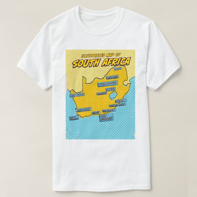 Pop Art Illustrerad Sydafrika  T Shirt (Design framsida)