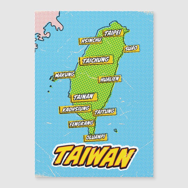 Pop Art Illustrerad Taiwan karta (Framsida)