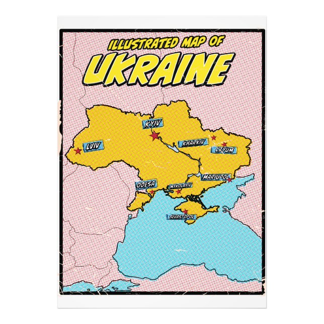 Pop Art Illustrerad Ukraina  Fototryck (Framsidan)