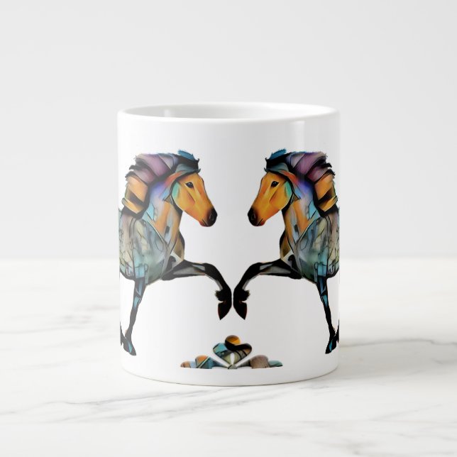 Pop Art Isländsk Häst Jumbo Mugg (Framsidan)