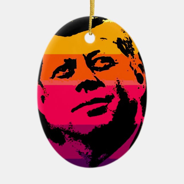 Pop Art Jack JFK John F. Kennedy Julgransprydnad Keramik (Framsidan)