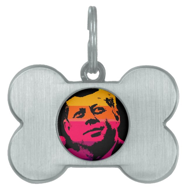 Pop Art Jack JFK John F. Kennedy Namnbricka Husdjur (Framsidan)