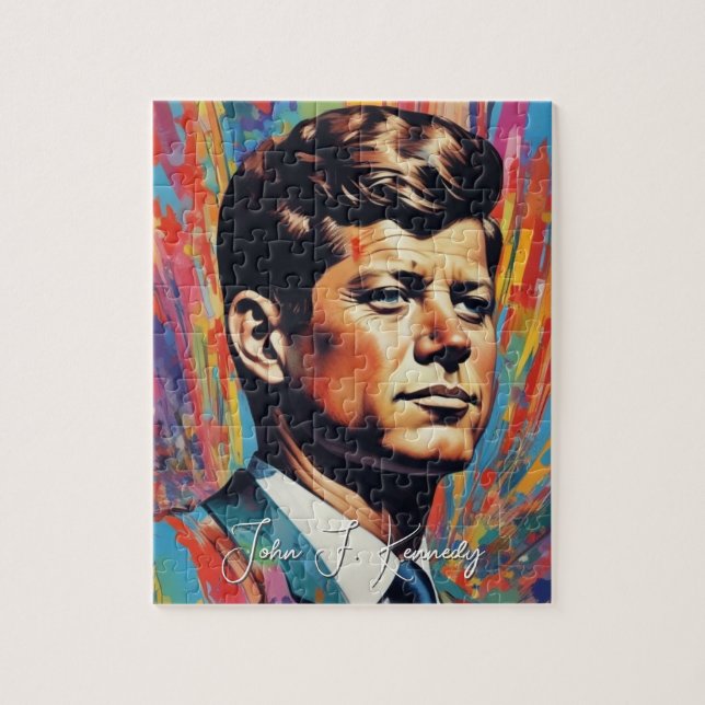 Pop Art Jack JFK John F. Kennedy Pussel (Vertikal)