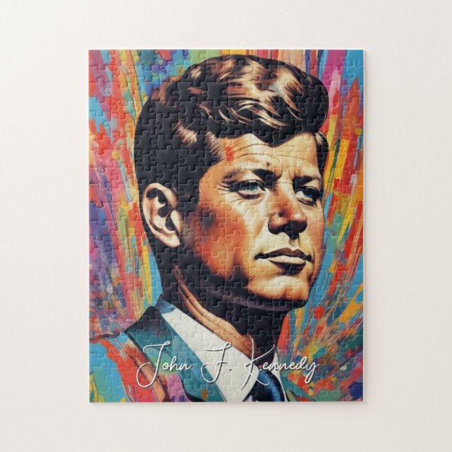 Pop Art Jack JFK John F. Kennedy Pussel (Vertikal)