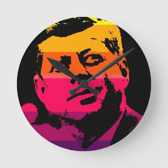 Pop Art Jack JFK John F. Kennedy Rund Klocka (Framsida)