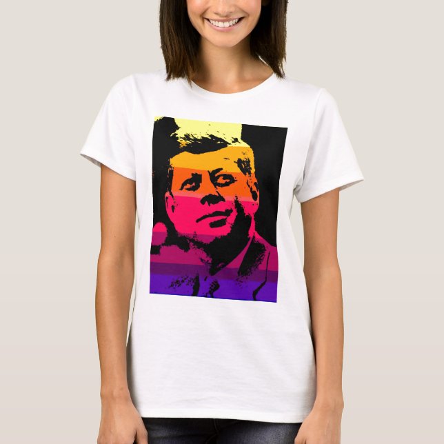 Pop Art Jack JFK John F. Kennedy T Shirt (Framsida)