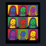 Pop Art Jesus Poster<br><div class="desc">Bild av "Pop Art Jesus" som är designad av Creative visar en ikonisk bild av Jesus i en niomanelbild på popkonsten biet! Det här är en underbar gåva till familj, vänner eller ett avtal för dig själv! Den här lustiga grafiken är ett underbart tillägg till någons stil. Kreativa är en...</div>