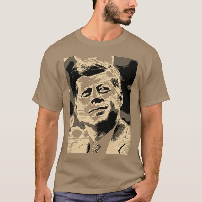 Pop Art JFK John F. Kennedy American President T Shirt (Framsida)