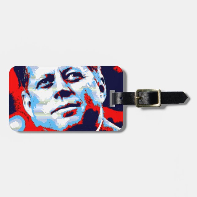Pop Art JFK John F. Kennedy Red Blue Bagagebricka (Horisontell Framsida)