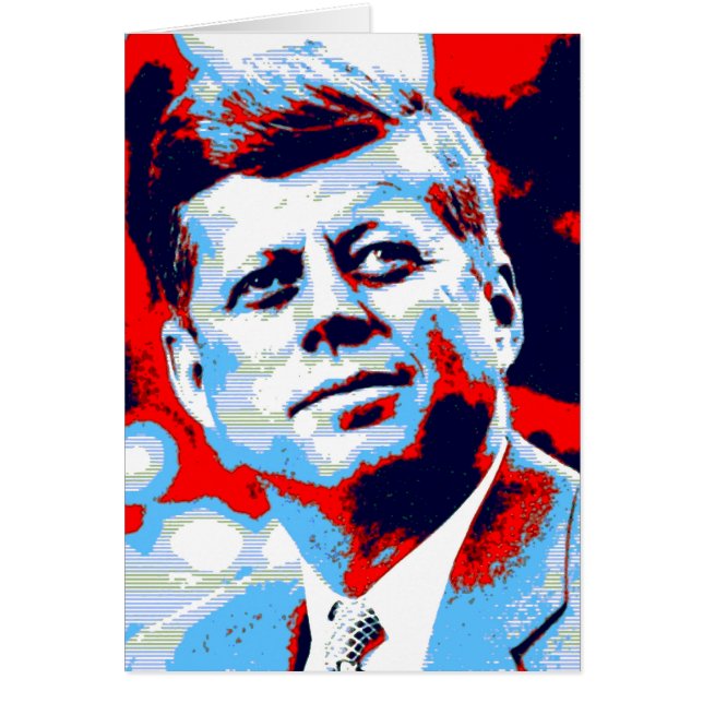 Pop Art JFK John F. Kennedy Red Blue Hälsningskort (Framsidan)