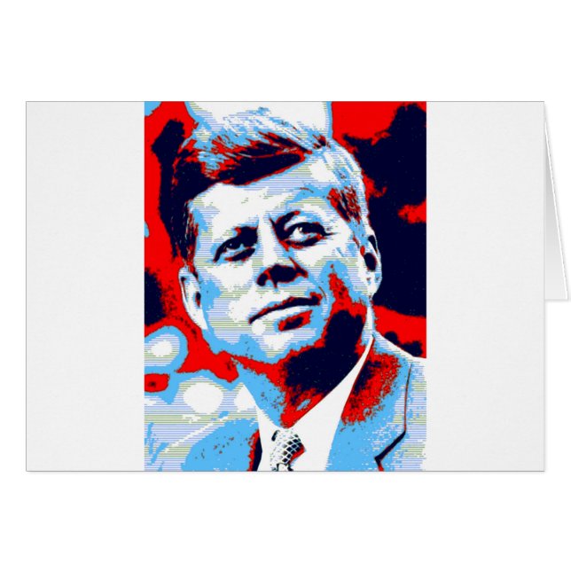 Pop Art JFK John F. Kennedy Red Blue Hälsningskort (Framsidan Horizontal)